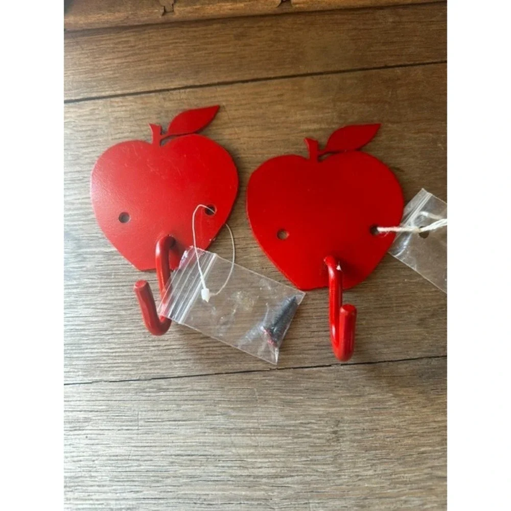 Wall Hooks Red Apple Shape Pair of 2 screws included free shipping